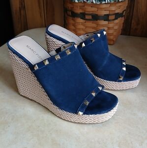 Marc Fisher Blue Wedge Sandals